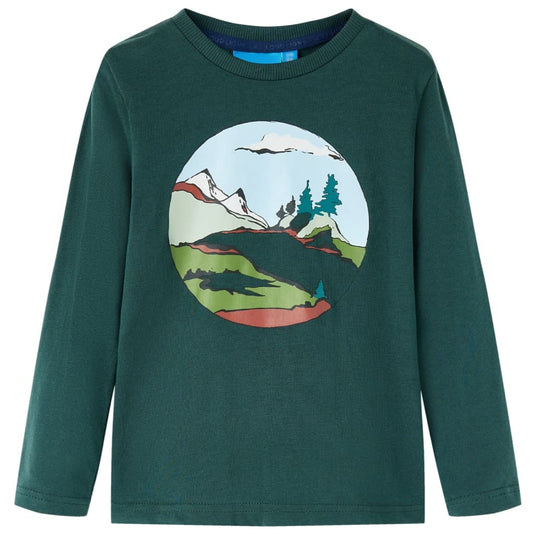 Vidaxl kindershirt met lange mouwen 128 donkergroen