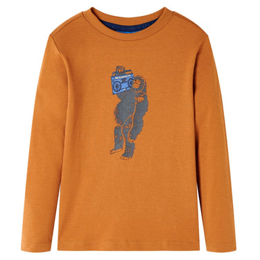 Vidaxl kindershirt met lange mouwen 128 donkerokerkleurig