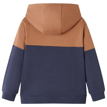 Vidaxl kindersweater met capuchon halve rits 92 antraciet- en cognackleurig