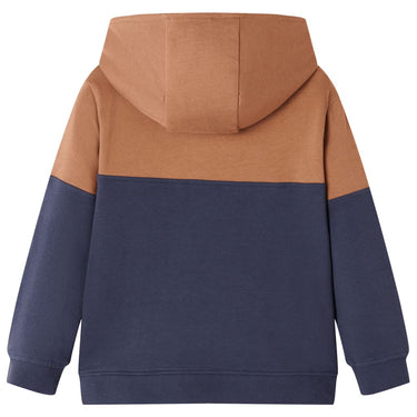 Vidaxl kindersweater met capuchon halve rits 104 antraciet- en cognackleurig