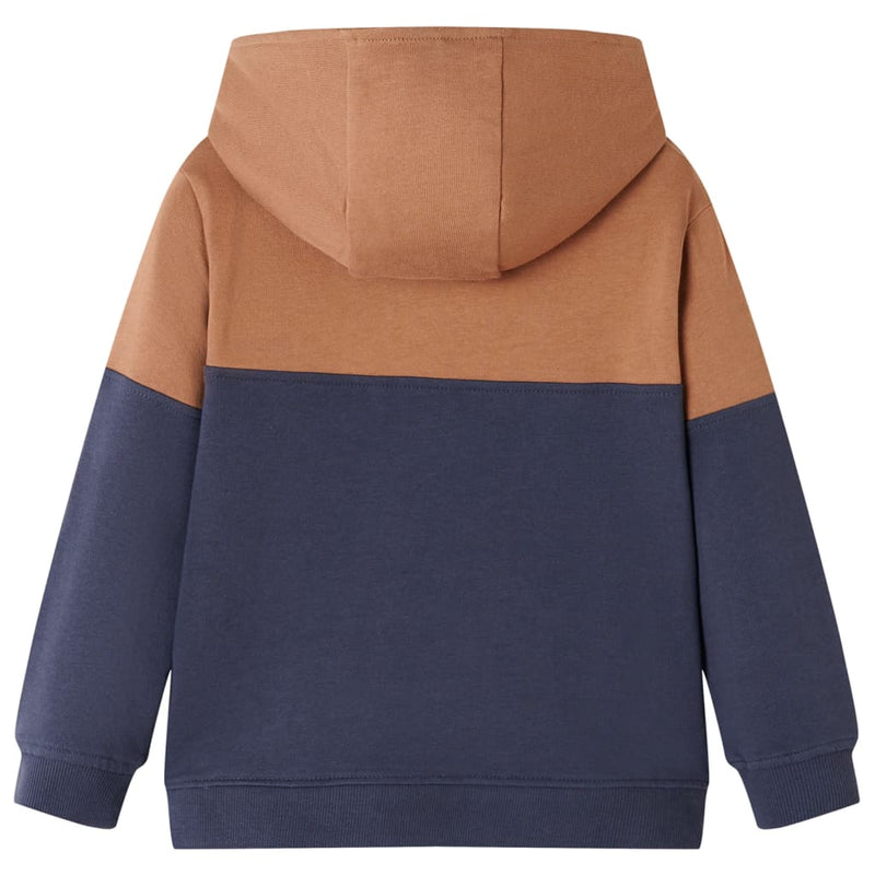 Load image into Gallery viewer, VidaXL Kindersweater met capuchon halve rits 140 antracieten cognackleurig
