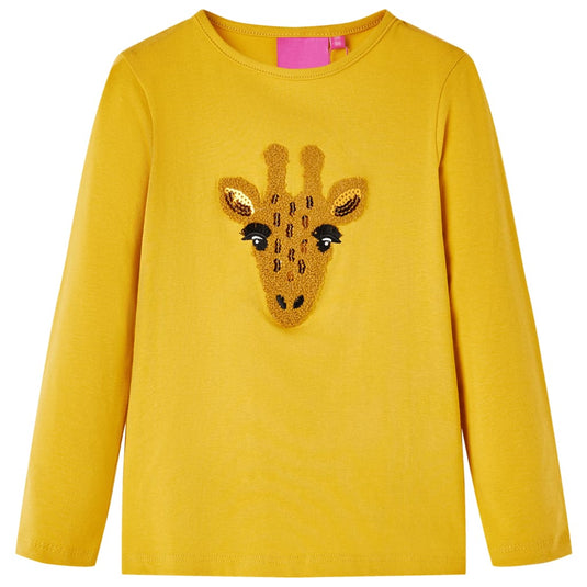 Vidaxl kindershirt met lange mouwen 104 donker okerkleurig