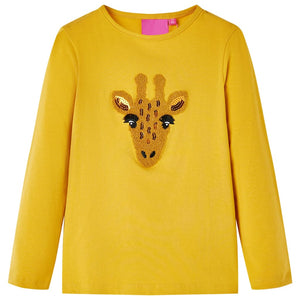 Vidaxl kindershirt met lange mouwen 116 donker okerkleurig