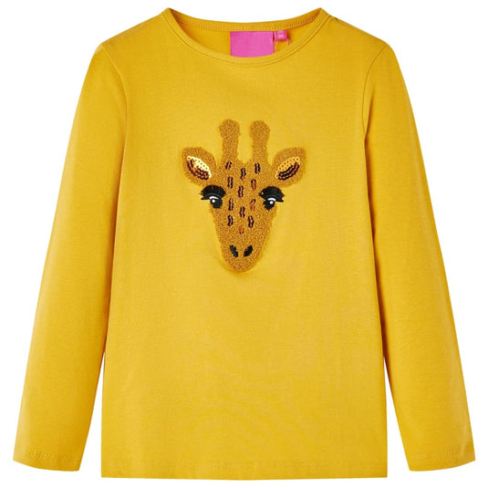 Vidaxl kindershirt met lange mouwen 116 donker okerkleurig