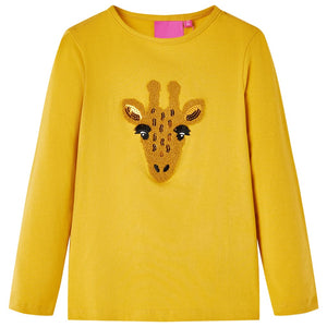 Vidaxl kindershirt met lange mouwen 128 donker okerkleurig