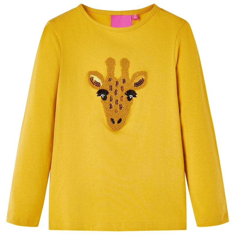 Load image into Gallery viewer, Vidaxl kindershirt met lange mouwen 140 donker okerkleurig
