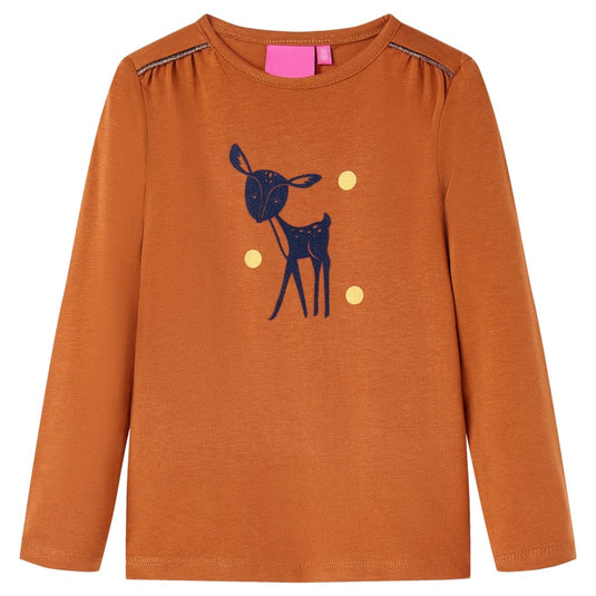 Vidaxl kindershirt met lange mouwen 104 cognackleurig