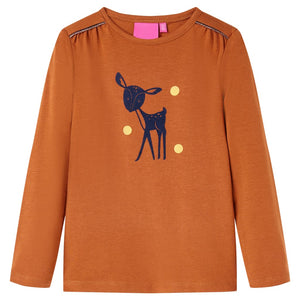 Vidaxl kindershirt met lange mouwen 140 cognackleurig