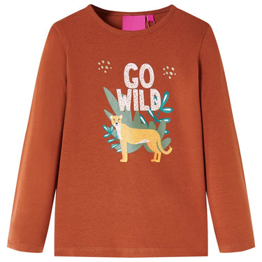 Vidaxl kindershirt met lange mouwen 128 cognackleurig