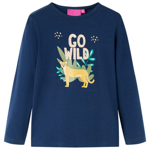 Vidaxl kindershirt met lange mouwen 128 marineblauw