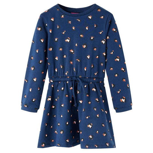 Vidaxl kinderjurk met lange mouwen 116 marineblauw