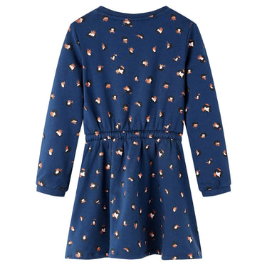 Vidaxl kinderjurk met lange mouwen 128 marineblauw