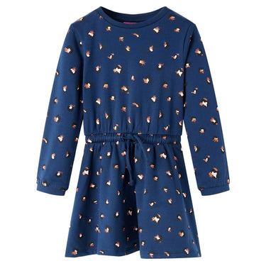 Vidaxl kinderjurk met lange mouwen 140 marineblauw