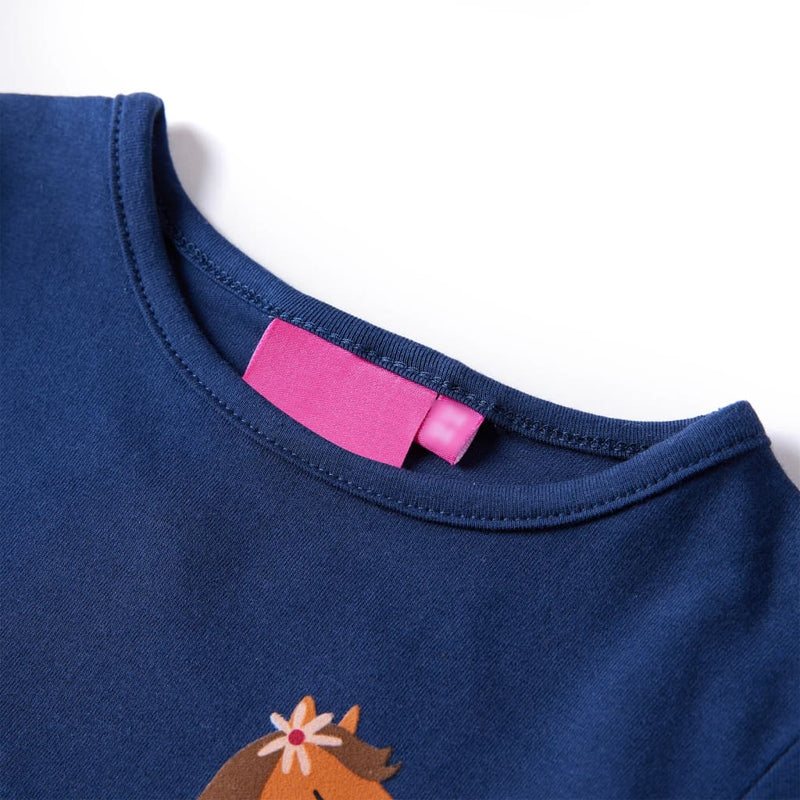 Afbeelding laden in galerijviewer, Vidaxl kindershirt met lange mouwen 128 marineblauw
