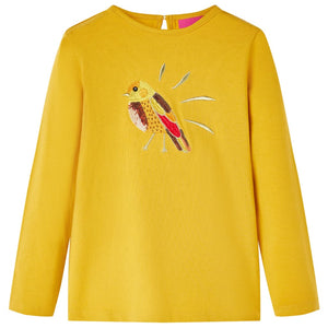 Vidaxl kindershirt met lange mouwen 116 donker okerkleurig