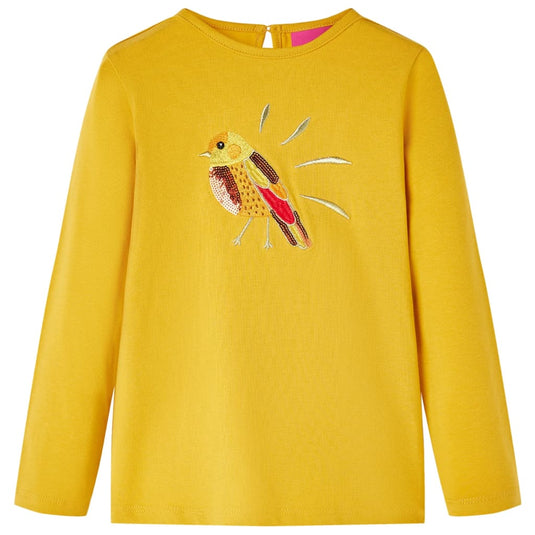 Vidaxl kindershirt met lange mouwen 140 donker okerkleurig