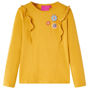 Vidaxl kindershirt met lange mouwen 116 donkerokerkleurig