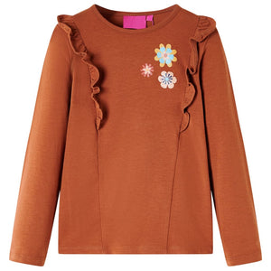 Vidaxl kindershirt met lange mouwen 104 cognackleurig