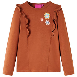 Vidaxl kindershirt met lange mouwen 116 cognackleurig