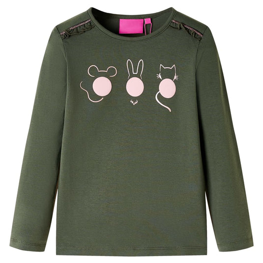 Vidaxl kindershirt met lange mouwen 140 kakikleurig