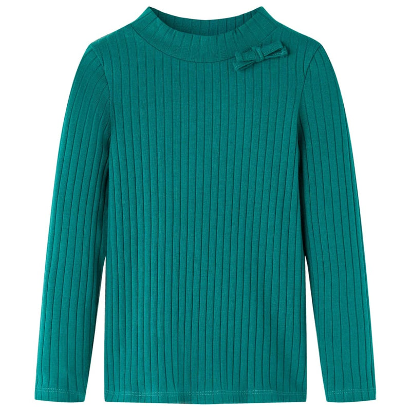 Load image into Gallery viewer, VidaXL Kindershirt met lange mouwen geribd 92 donkergroen
