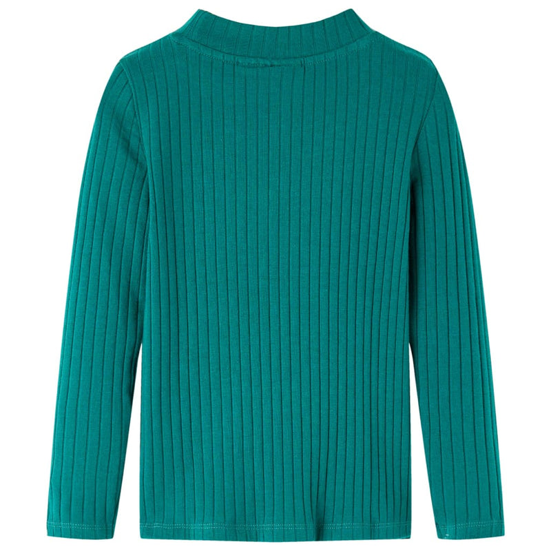 Load image into Gallery viewer, VidaXL Kindershirt met lange mouwen geribd 92 donkergroen
