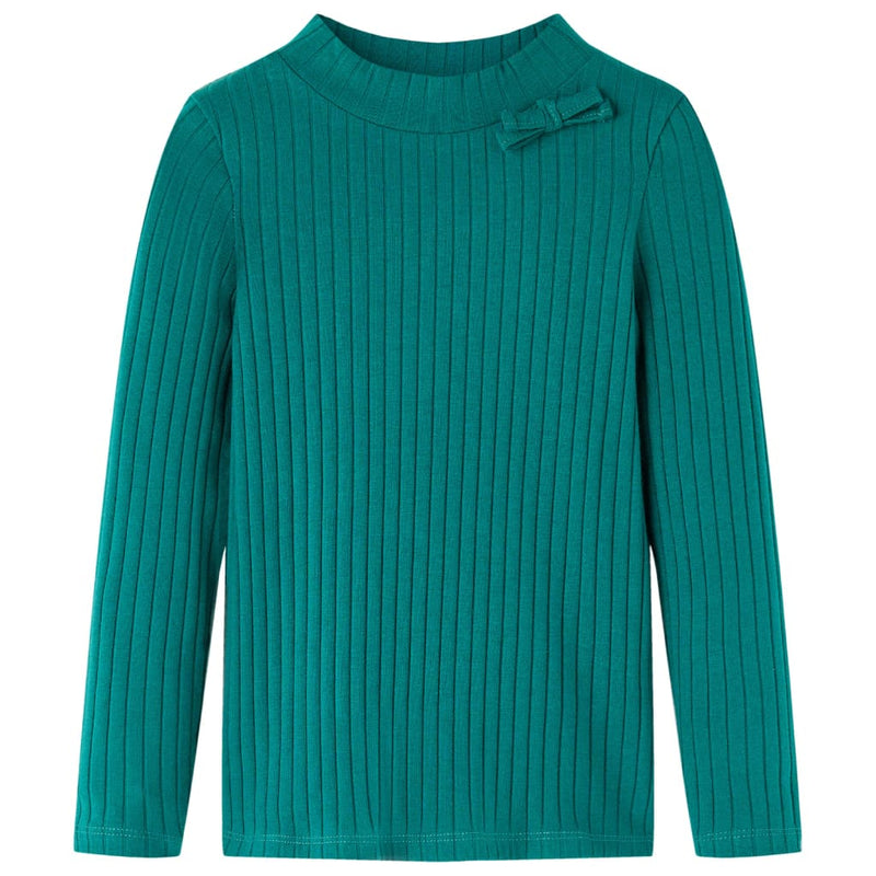Load image into Gallery viewer, VidaXL Kindershirt met lange mouwen geribd 140 donkergroen
