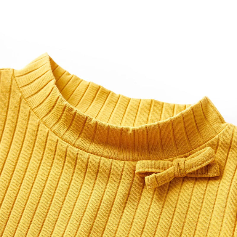 Load image into Gallery viewer, Vidaxl kindershirt met lange mouwen geribd 92 donker okerkleurig
