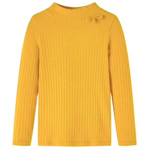 Vidaxl kindershirt met lange mouwen geribd 104 donker okerkleurig