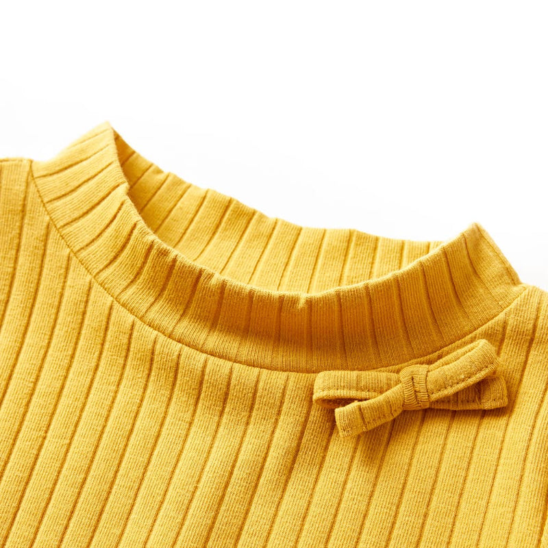 Afbeelding laden in galerijviewer, Vidaxl kindershirt met lange mouwen geribd 128 donker okerkleurig
