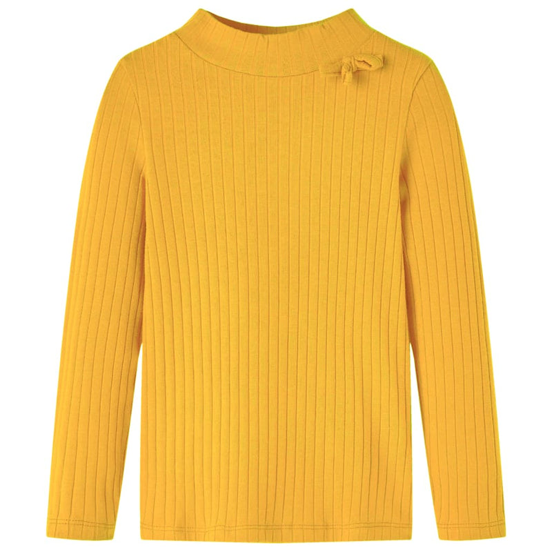 Load image into Gallery viewer, VidaXL Kindershirt met lange mouwen geribd 140 donker okerkleurig
