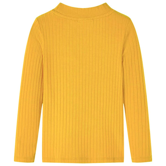 VidaXL Kindershirt met lange mouwen geribd 140 donker okerkleurig