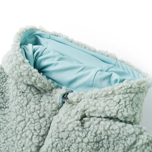 Vidaxl kinderjas met capuchon teddy 128 kunstvacht mintgroen