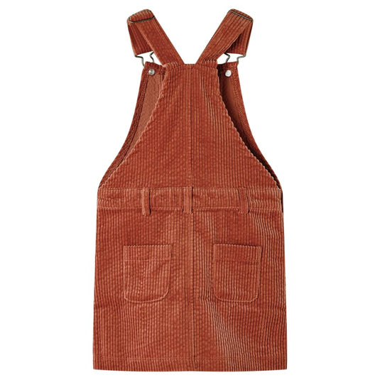 VidaXL Kindertuinjurk 128 ribfluweel cognackleurig