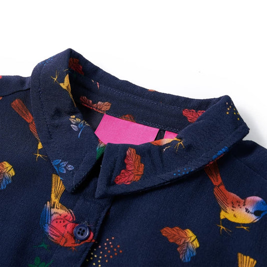 Vidaxl kinderjurk met lange mouwen 104 marineblauw