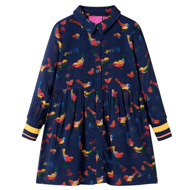 Vidaxl kinderjurk met lange mouwen 116 marineblauw