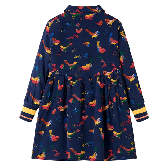 Vidaxl kinderjurk met lange mouwen 128 marineblauw