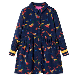 Vidaxl kinderjurk met lange mouwen 140 marineblauw