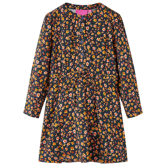 Vidaxl kinderjurk met lange mouwen 116 marineblauw