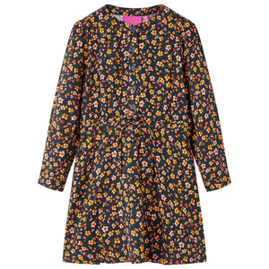 Vidaxl kinderjurk met lange mouwen 128 marineblauw