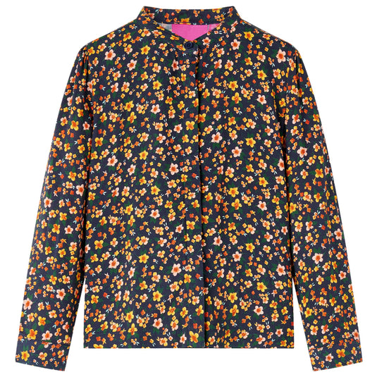 Vidaxl kinderoverhemd met bandkraag 140 marineblauw