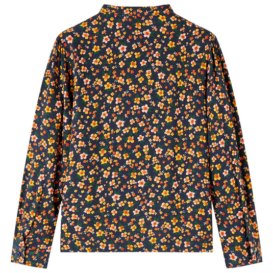 Vidaxl kinderoverhemd met bandkraag 140 marineblauw