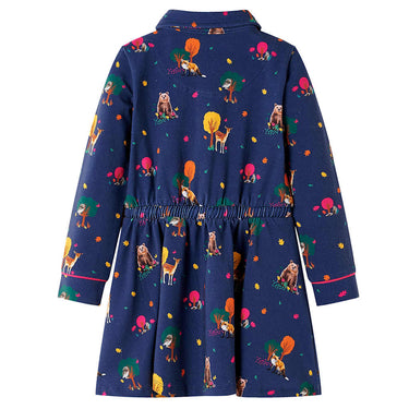 Vidaxl kinderjurk lange mouwen en trekkoord 92 marineblauw