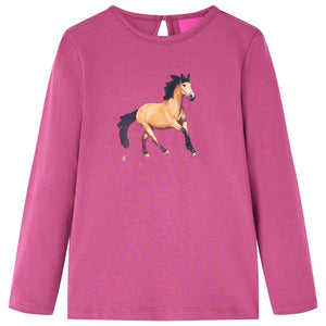 VidaXL Kindershirt met lange mouwen 128 frambooskleurig