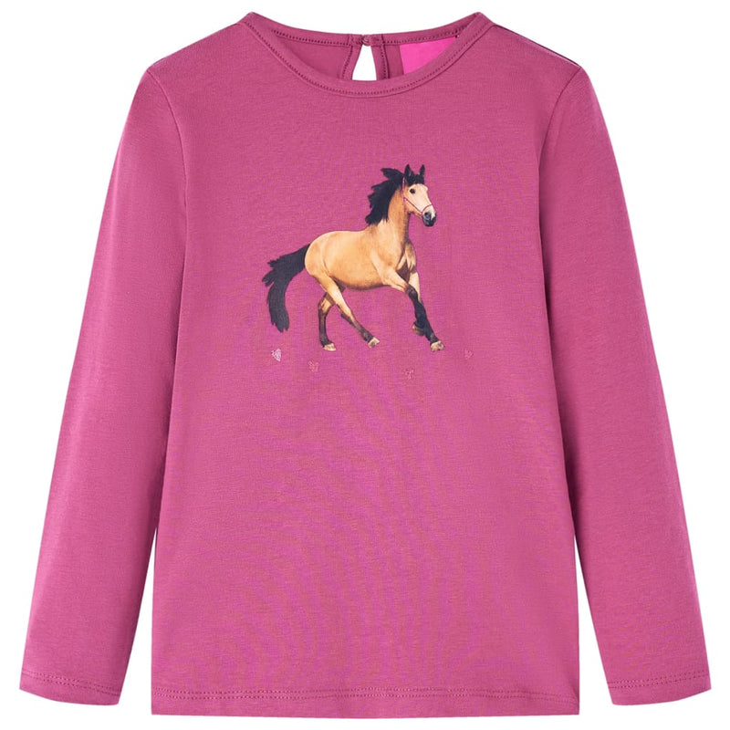 Load image into Gallery viewer, VidaXL Kindershirt met lange mouwen 128 frambooskleurig
