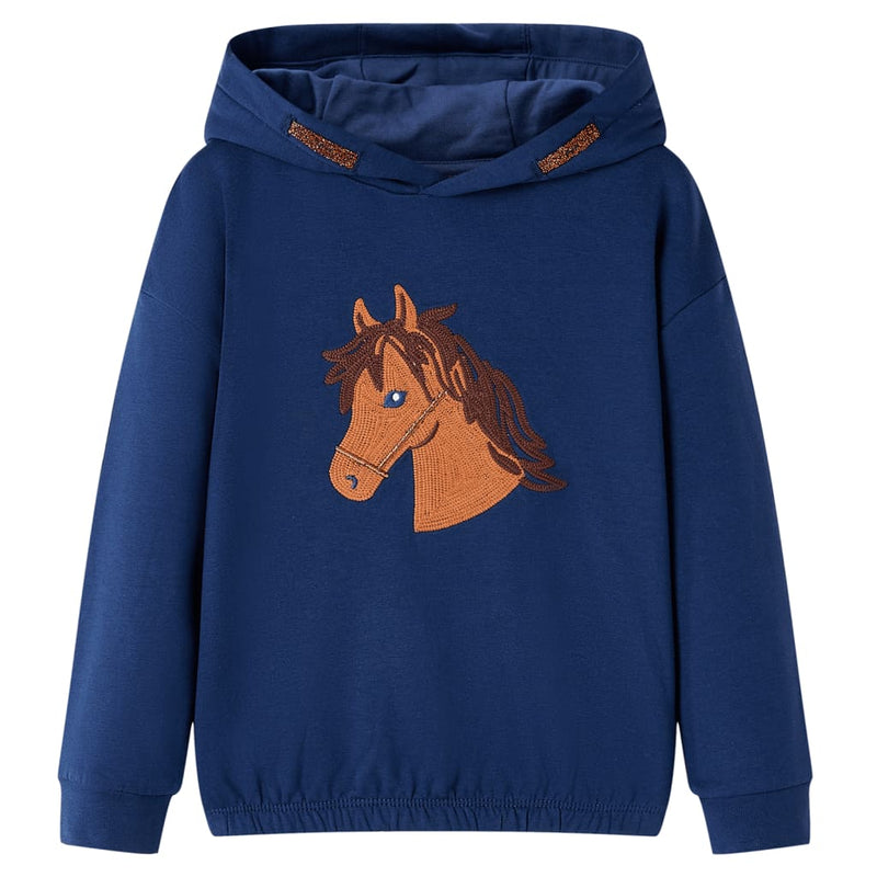 Afbeelding laden in galerijviewer, VidaXL Kindertrui met capuchon 128 marineblauw
