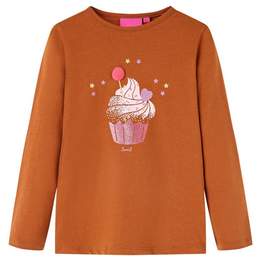 Vidaxl kindershirt met lange mouwen 92 cognackleurig