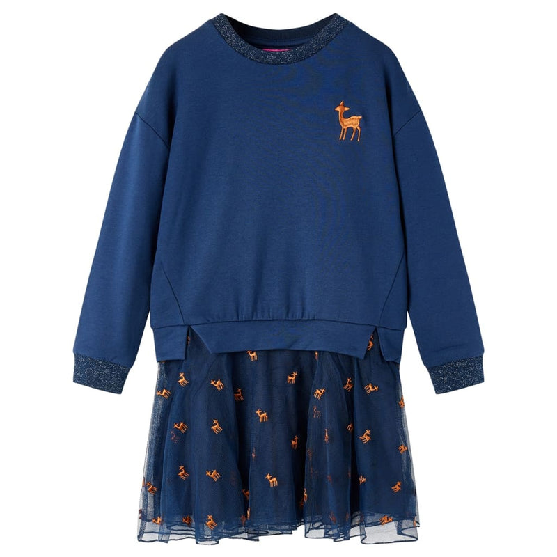 Load image into Gallery viewer, VidaXL Kinderjurk met lange mouwen 128 marineblauw
