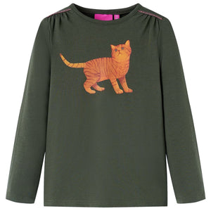 Vidaxl kindershirt met lange mouwen 92 kakikleurig