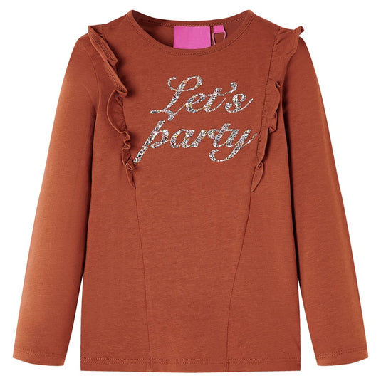 Vidaxl kindershirt met lange mouwen 140 cognackleurig